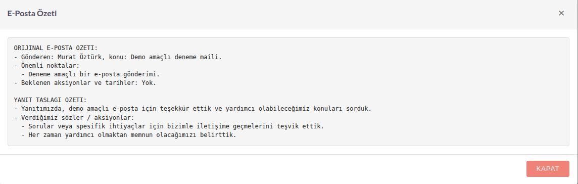 SuiteCRM AI Mail Özetleme