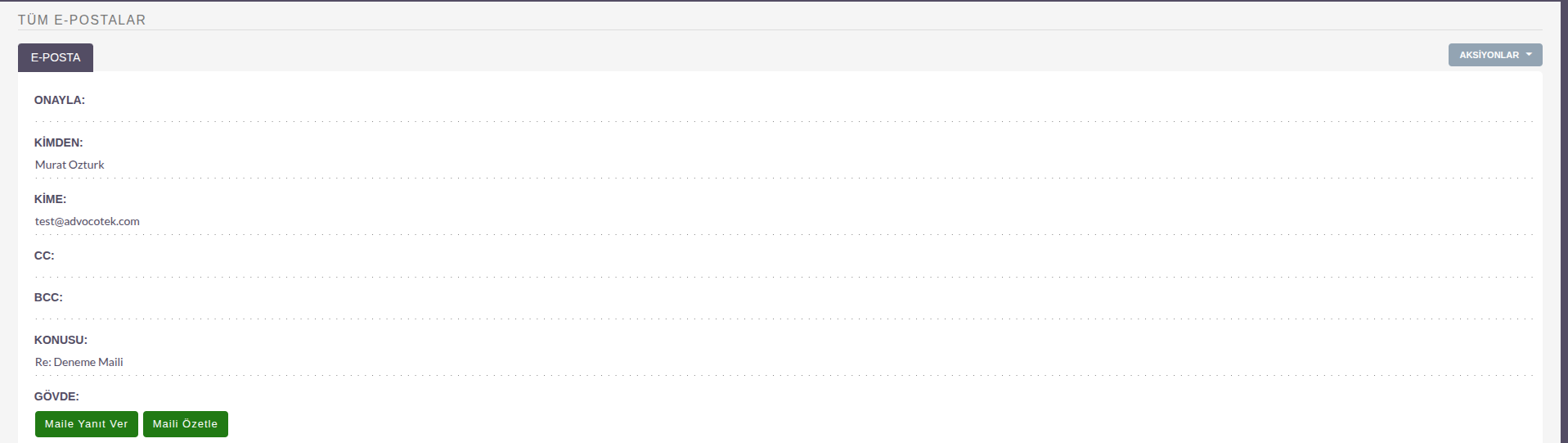 SuiteCRM AI Yanıt Butonları